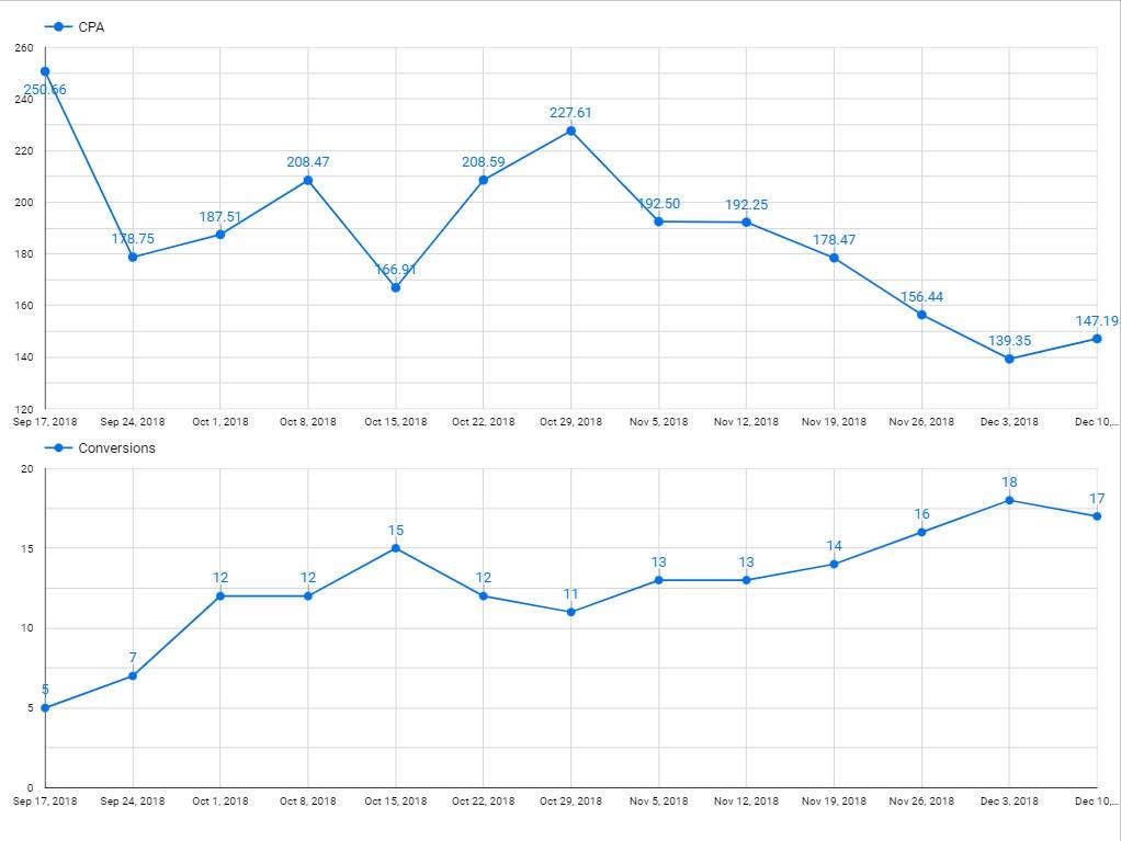 The company which produces and sells Playgrounds case study — cost per lead over time